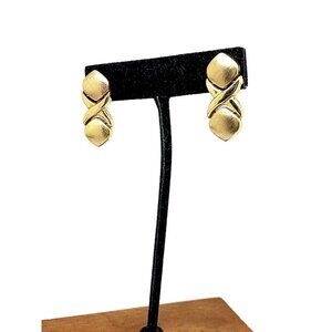 Hugs & Kisses XOXO Earrings 14k Yellow Gold Women's Dangle 1.25'' Estate Jewelry